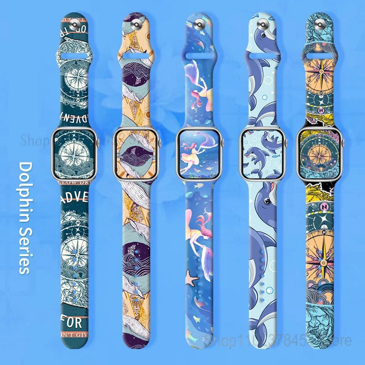 Dolphin Series Printed Silicone Strap for Apple Watch