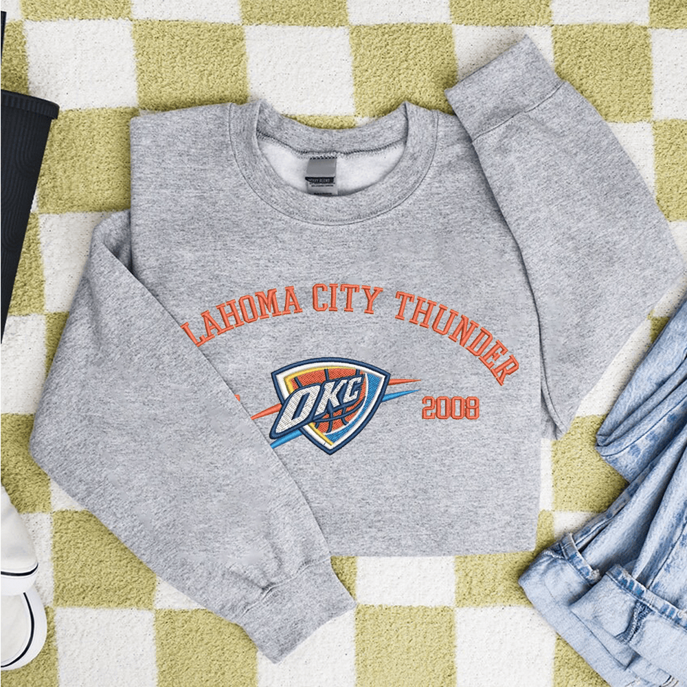 Oklahoma City Thunder Embroidery Designs NBA Embroidery NBA Thunder Embroidered t shirt Hoodie Sweater