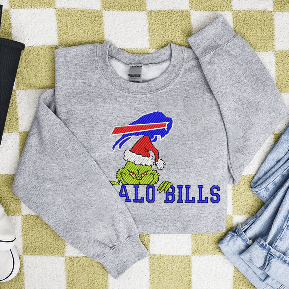 NFL Grinch Buffalo Bills Embroidery Design NFL Embroidery Design NFL Embroidered t shirt Hoodie Sweater