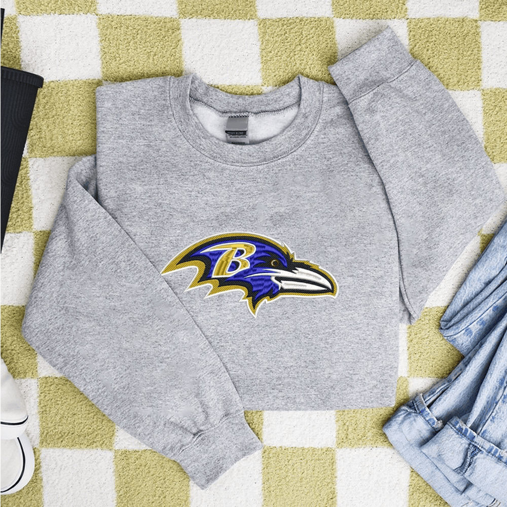 Baltimore Ravens Embroidery Design Baltimore Ravens NFL Sports Embroidered t shirt Hoodie Sweater