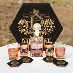 DARBONNE - WHISKEY SET (Wooden box + Decanter + 4 Glasses + 4 Coasters)