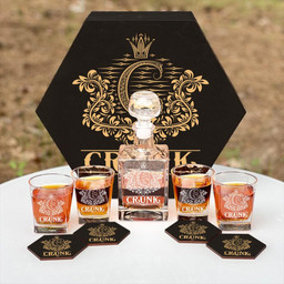 CRUNK - WHISKEY SET (Wooden box + Decanter + 4 Glasses + 4 Coasters)