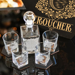 CROUCHER - WHISKEY SET (Wooden box + Decanter + 4 Glasses + 4 Coasters)