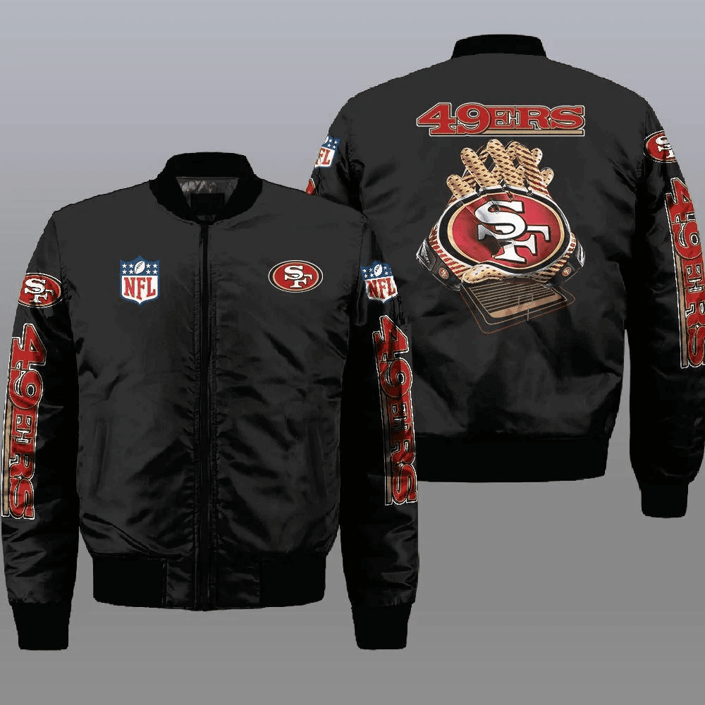 San Francisco 49ers Team Logo Bomber Jacket - Black - Power Wy