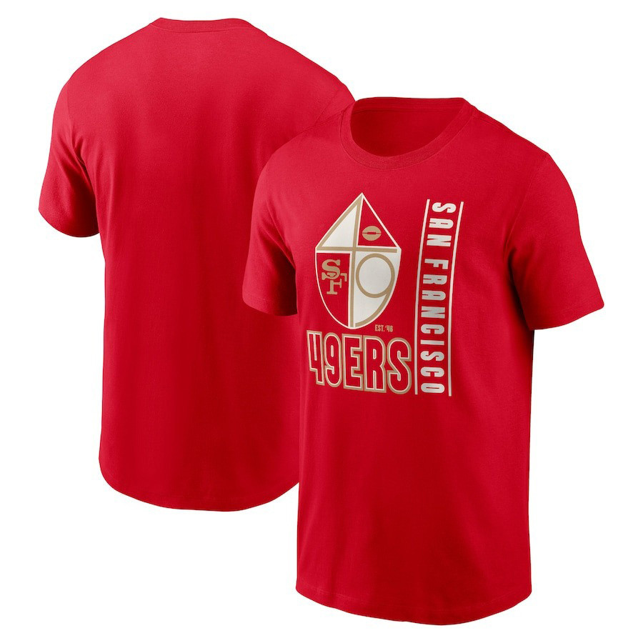 Niners Merchandise San Francisco 49ers Lockup Team Name And Logo Essential NFL Scarlet Re ...