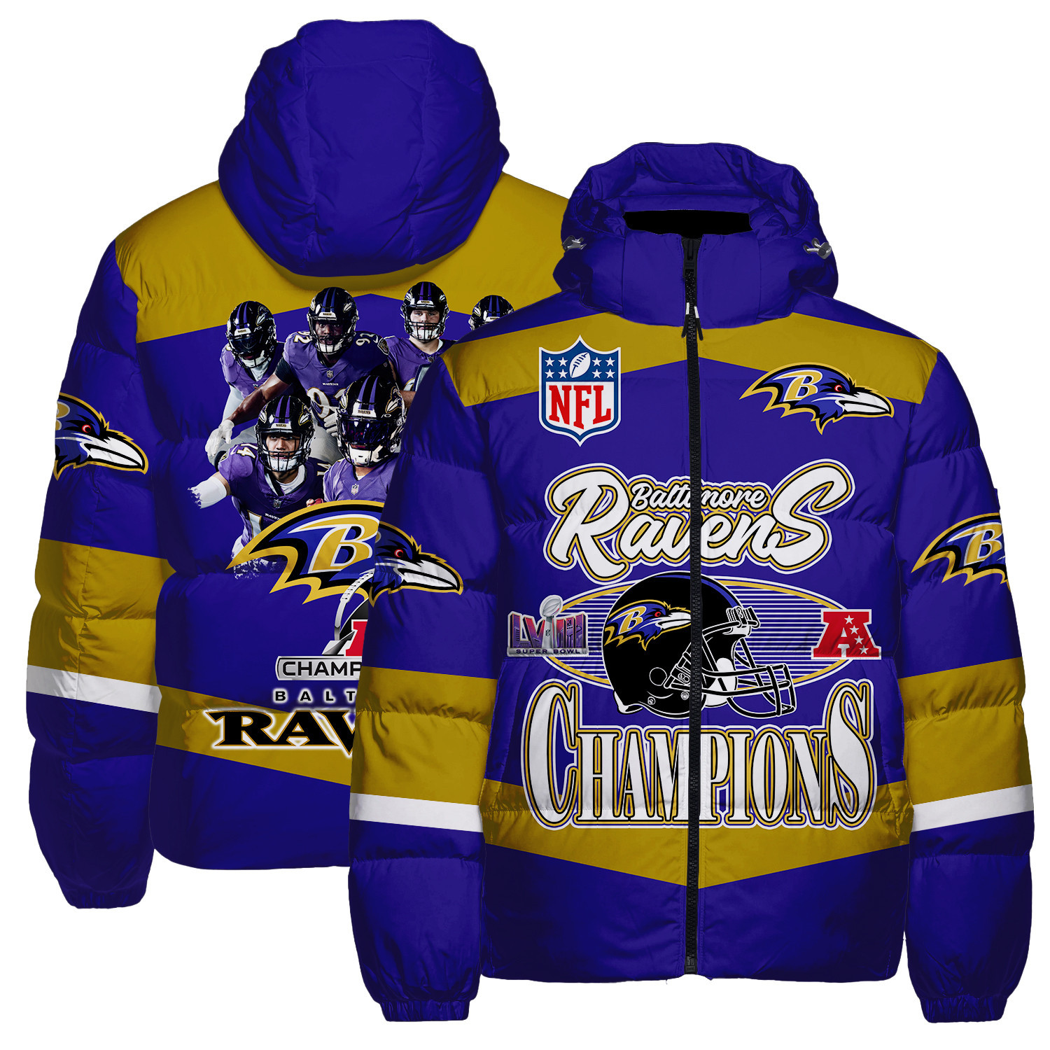 Baltimore Ravens National Football League Pattern Down Jacket STM ...