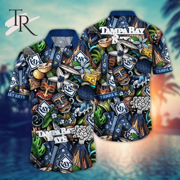 Tampa Rays Pattern Tampa Bay Rays MLB Team Logo And Name Tribal Pattern 3D Hawaiian Shirt ...