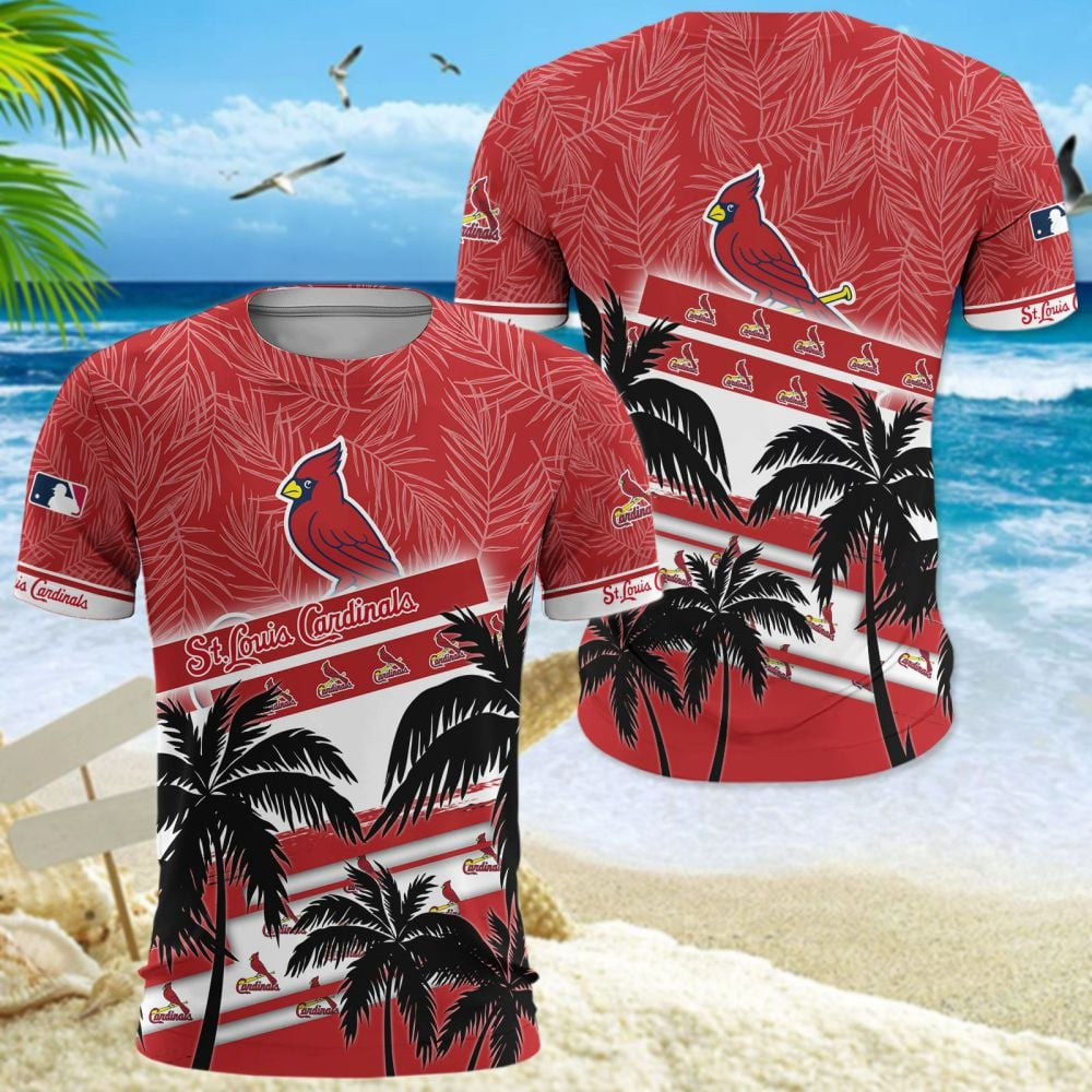 St. Louis Cardinals MLB Black Palm Trees And Team Logo 3D T-Shirt ...