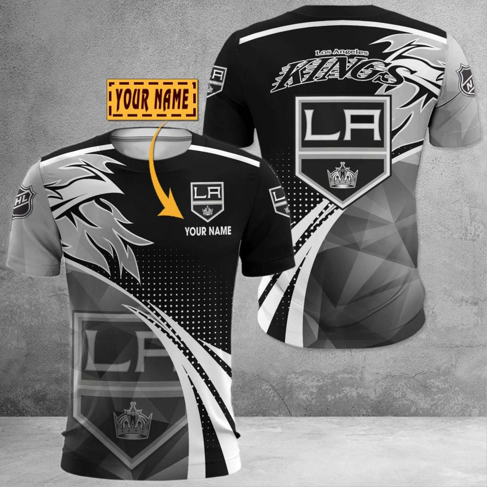 Custom Name Los Angeles Kings NHL Team Color Flame Pattern 3D T-Shirt ...