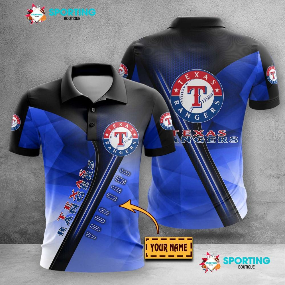 Texas Rangers Pattern Material Custom Name Texas Rangers MLB Logo Hexagon Pattern Signature Color Pri ...