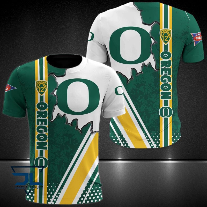 Oregon Merchandise Oregon Ducks NCAA Team Name And Logo Broken Wall 3D T-Shirt - Sports ...