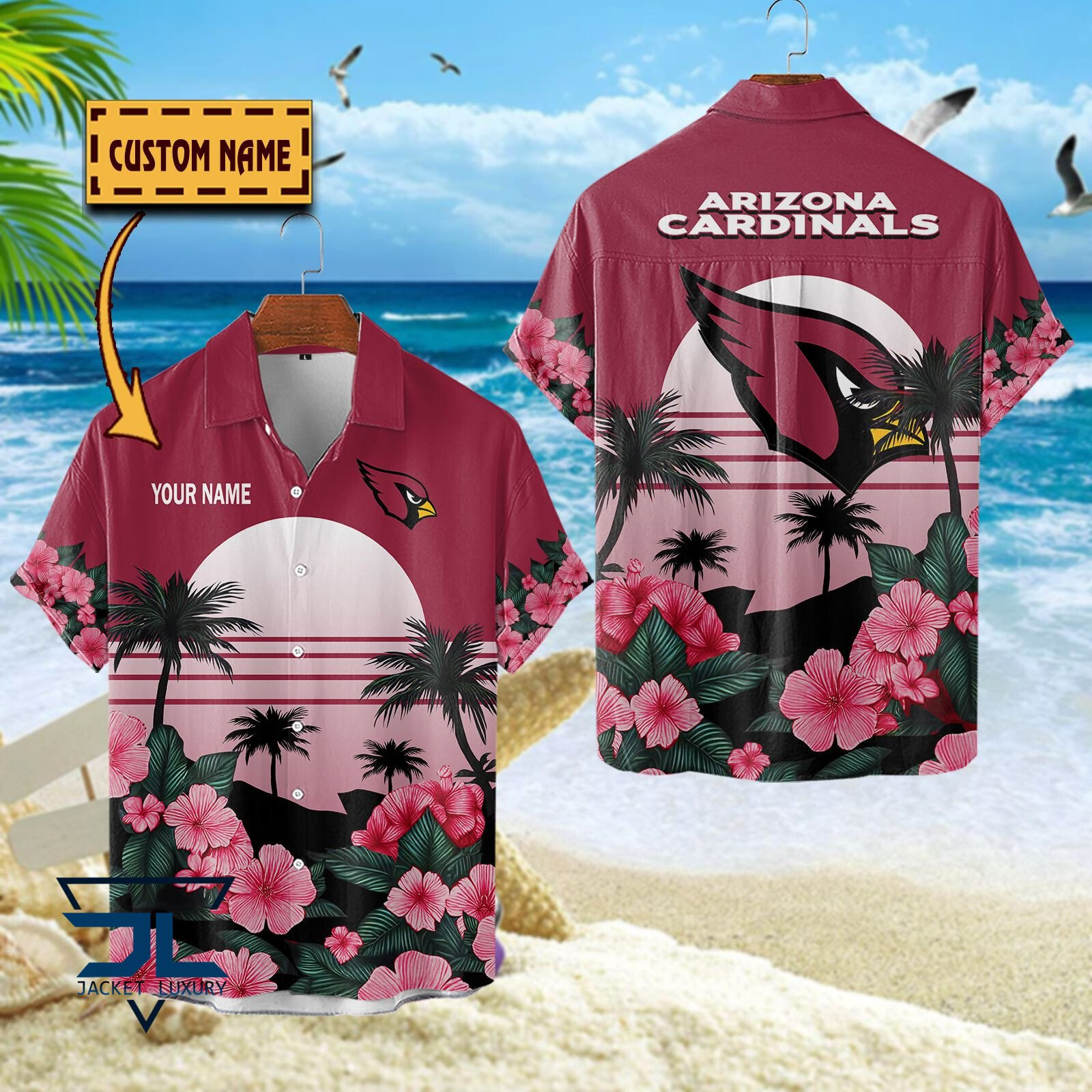 Custom Name Arizona Cardinals NFL Football Palm Trees Flower Moon And ...