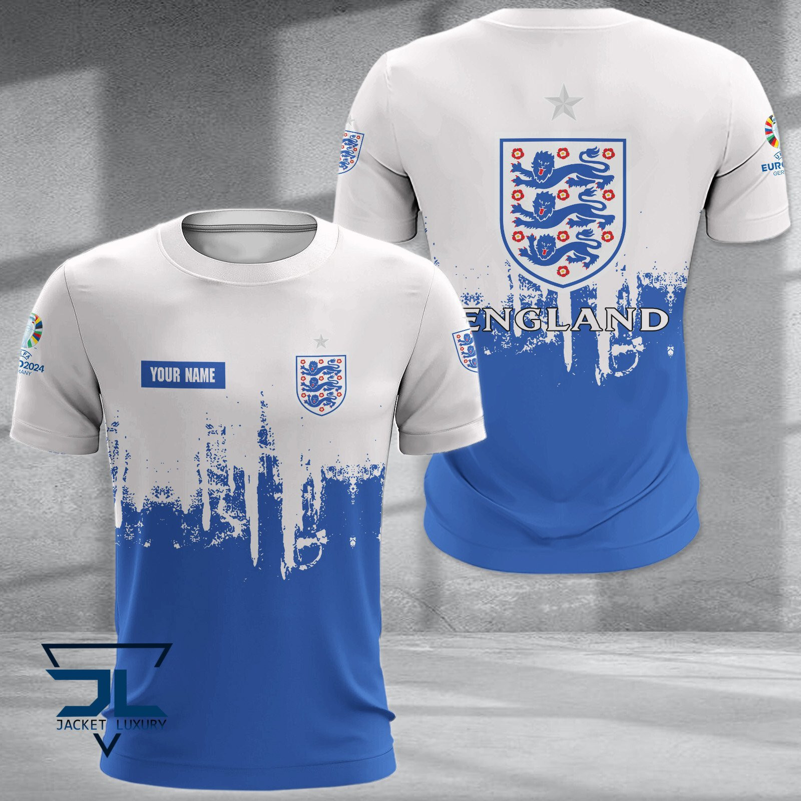 Custom Name England National Football Team Team Colors Painting 3D T-S ...