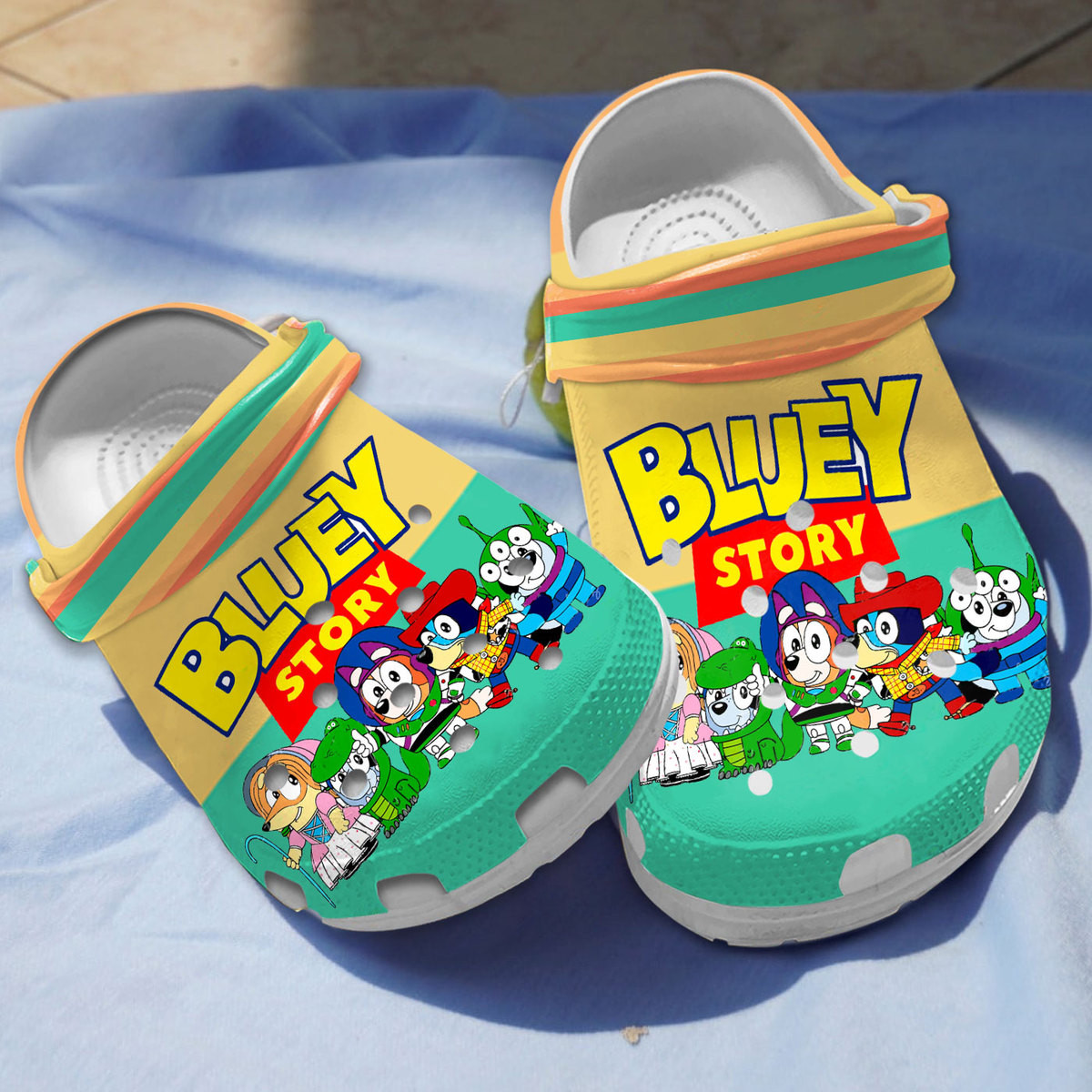 Bluey And Bingo Toy Story Yellow And Green Classic Clogs Shoes - Sports ...