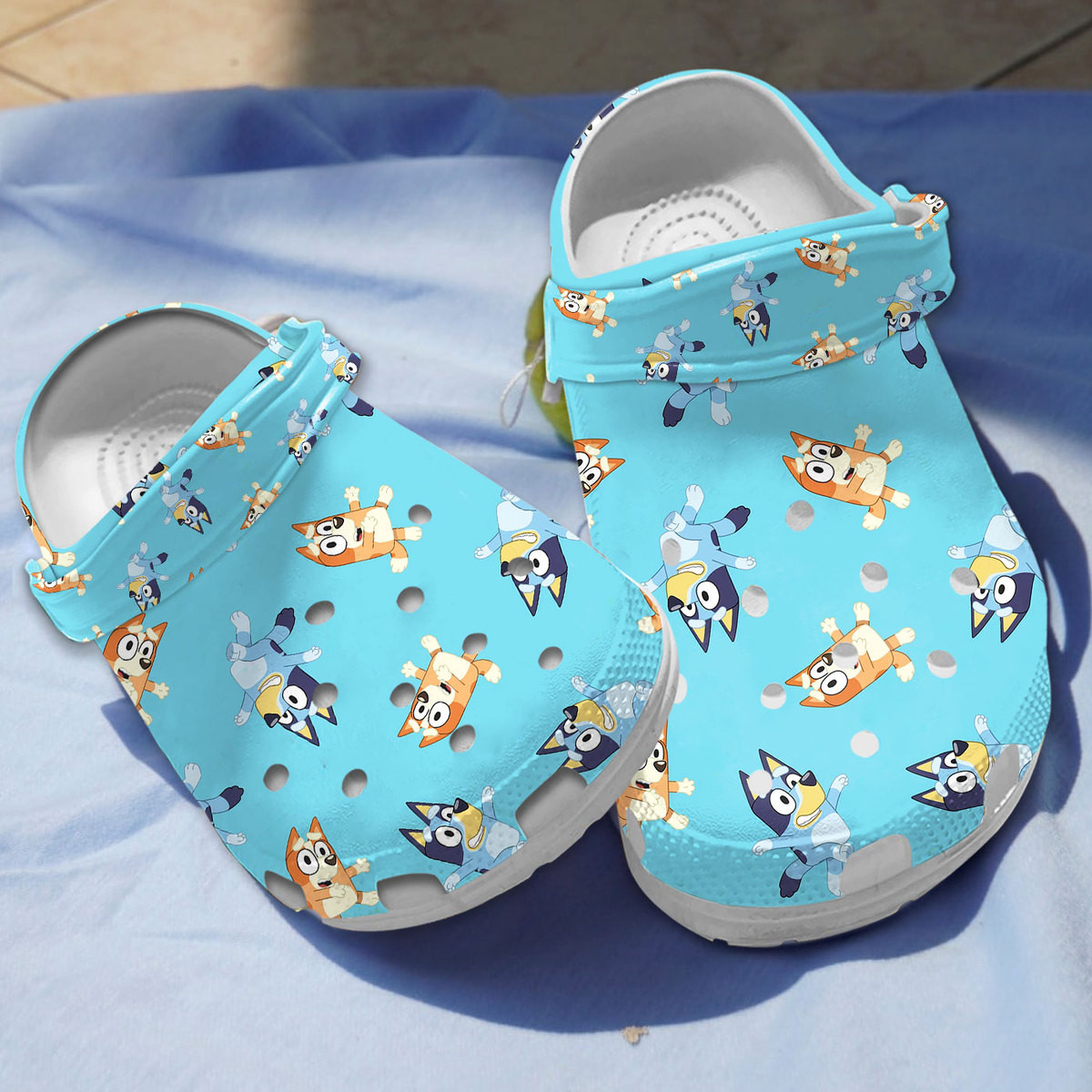 Bluey And Bingo Falling In Sky Blue Classic Clogs Shoes - Sports ...
