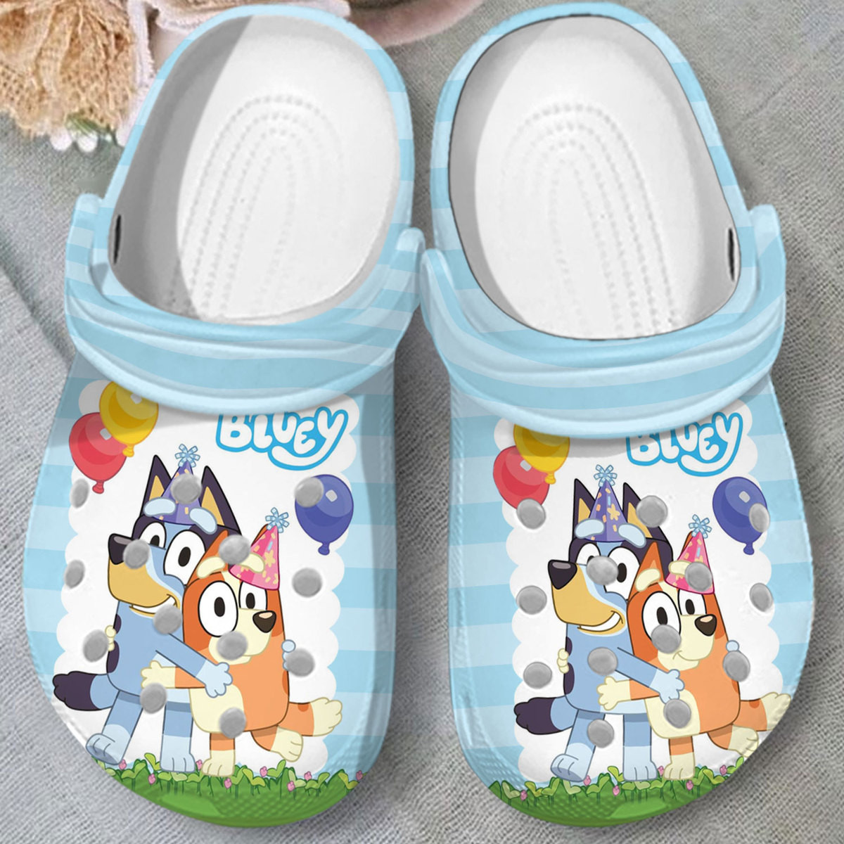 Bluey And Bingo Birthday Party With Colorful Balloons Classic Clogs S ...