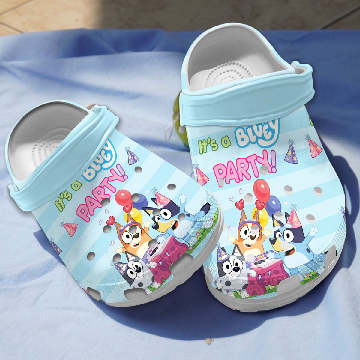 Bluey And Bingo Its A Birthday Party Blue Classic Clogs Shoes - Sports ...