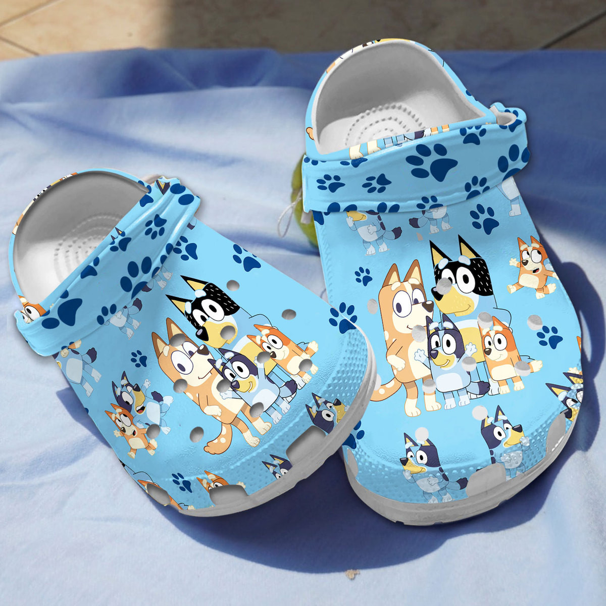 Bluey And Bingo Lovely Family Dogfoot Pattern Blue Classic Clogs Shoe ...