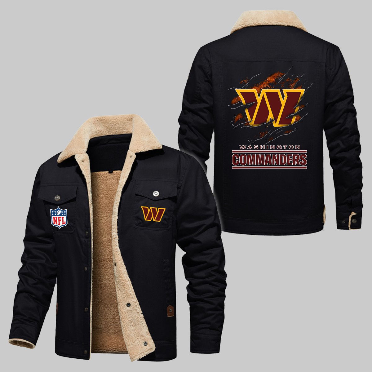 Washington Comanders Scratch Washington Commanders NFL Team Logo Scratch Pattern Black 2D Stand ...