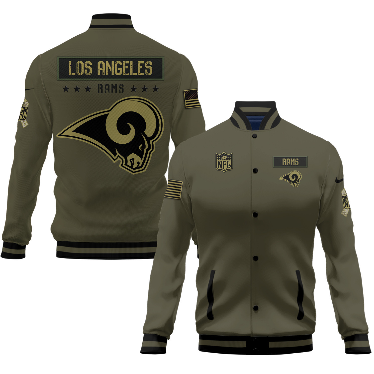 Scc Rams Baseball Los Angeles Rams 2023 Salute To Service Club Baseball Jacket Varsity J ...