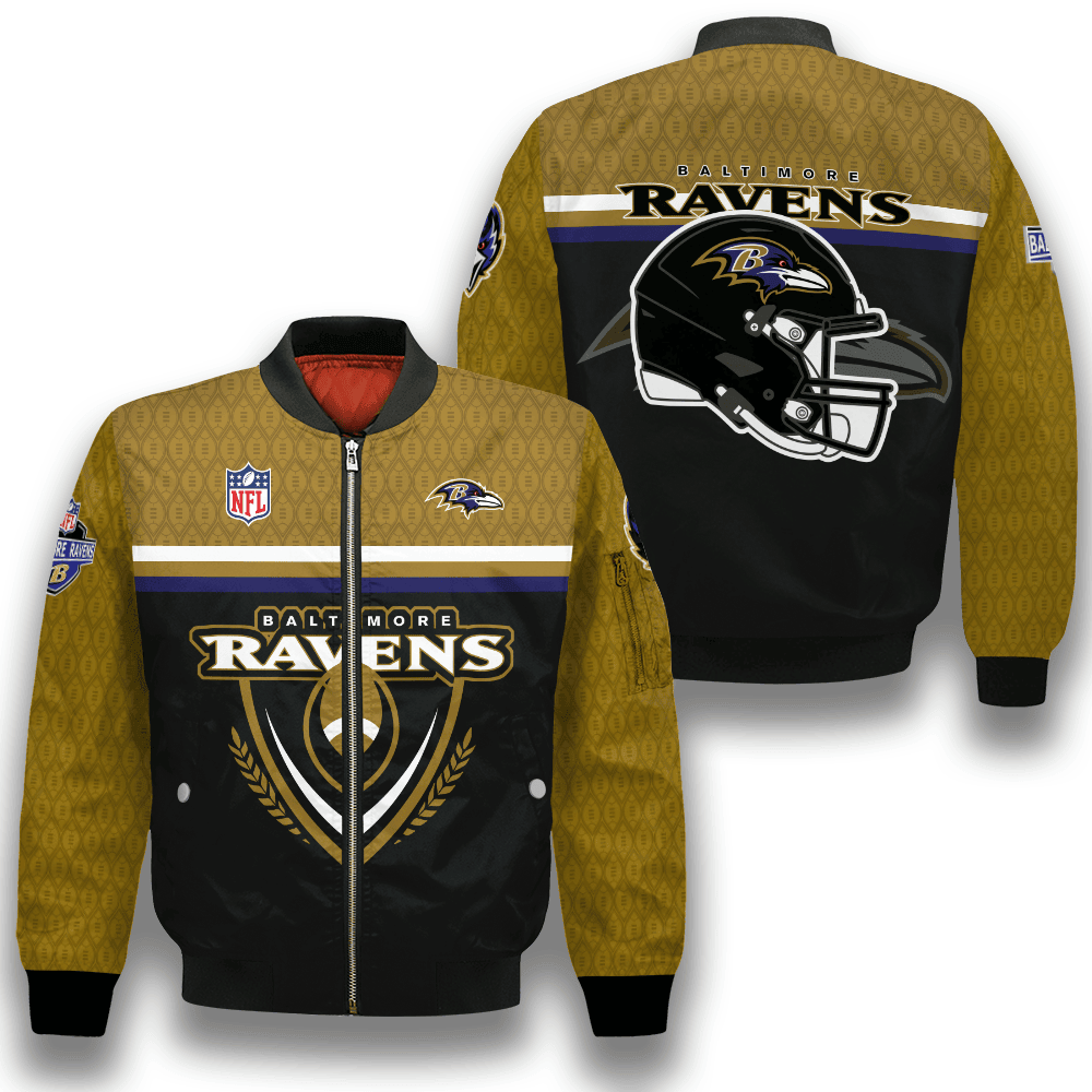 Baltimore Ravens Traditional Football Pattern Bomber Jacket - Sports ...