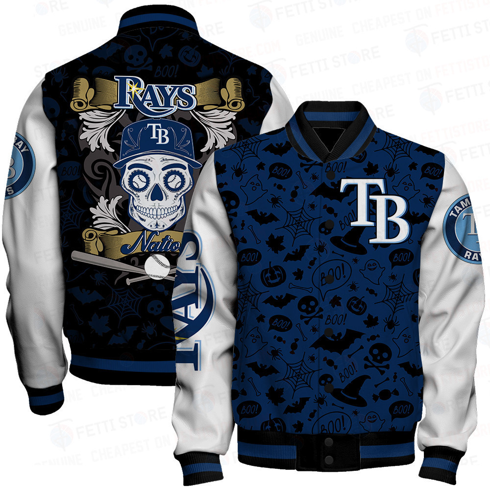 Tampa Rays Pattern Tampa Bay Rays MLB Halloween Pattern Varsity Jacket - Sports Apparel ...