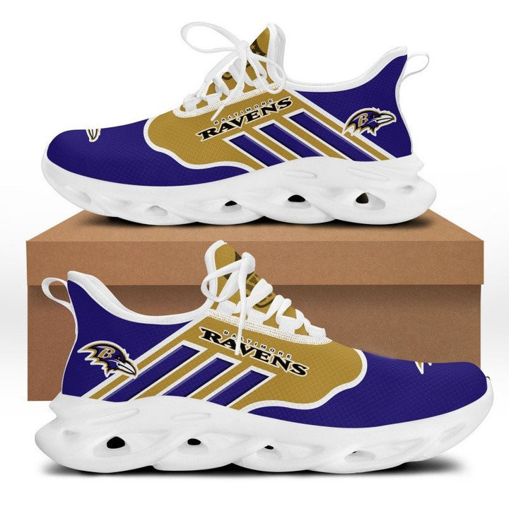 Baltimore Ravens Purple Gold 3D Max Soul Sneaker Shoes - Power Wy