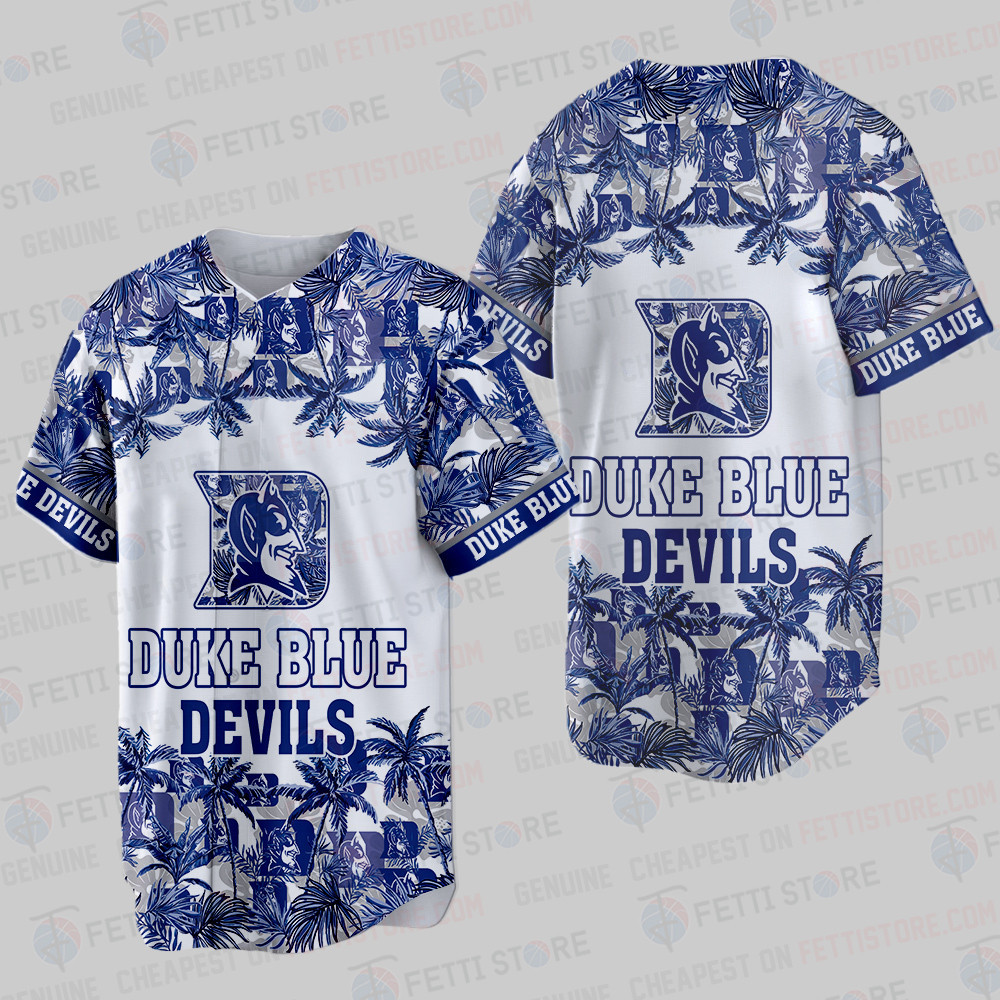 Duke Blue Pattern Duke Blue Devils Coconut Leaf Pattern Hawaii Aloha Style Baseball Jers ...