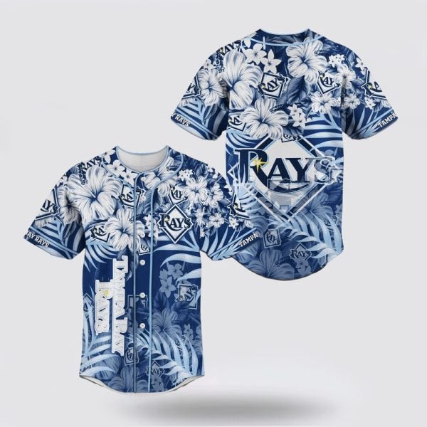 Tampa Rays Pattern MLB Tampa Bay Rays Tropical Flower Pattern Baseball Jersey - Sports ...