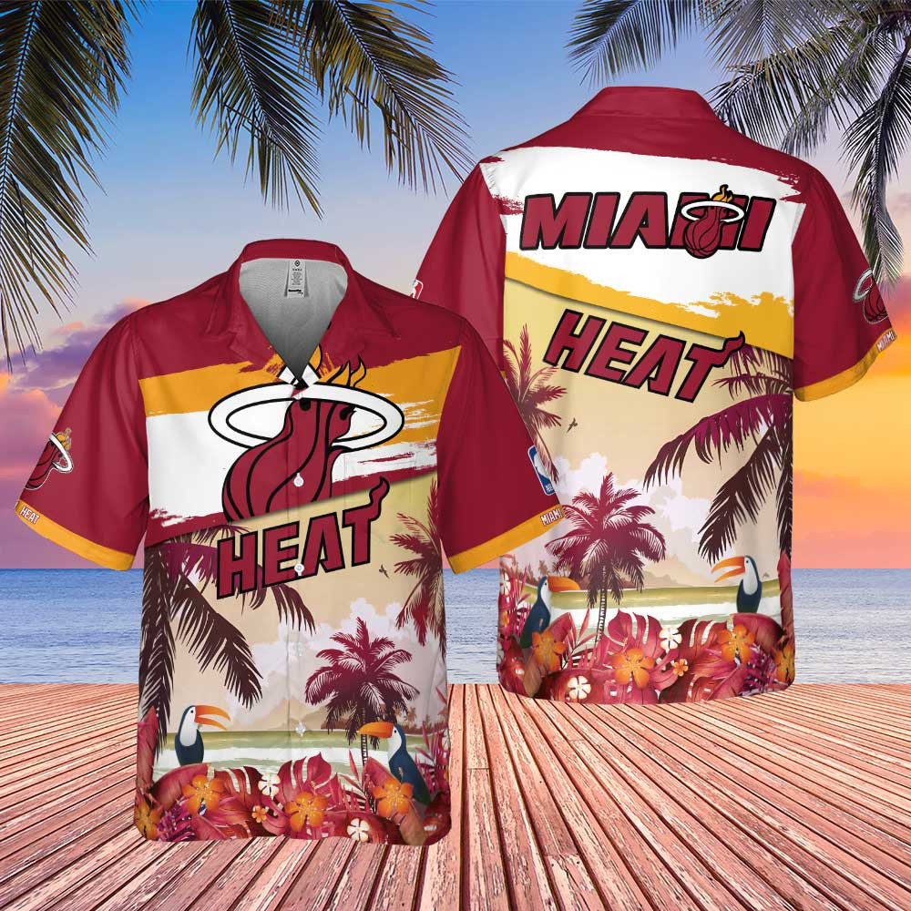 Miami Heat Beach Pattern Colorful Print Hawaiian Shirt - Sports Apparel ...