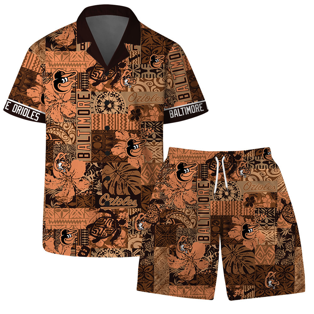 Baltimore Orioles MLB Team Logo Vintage Pattern Hawaiian Set - Sports ...