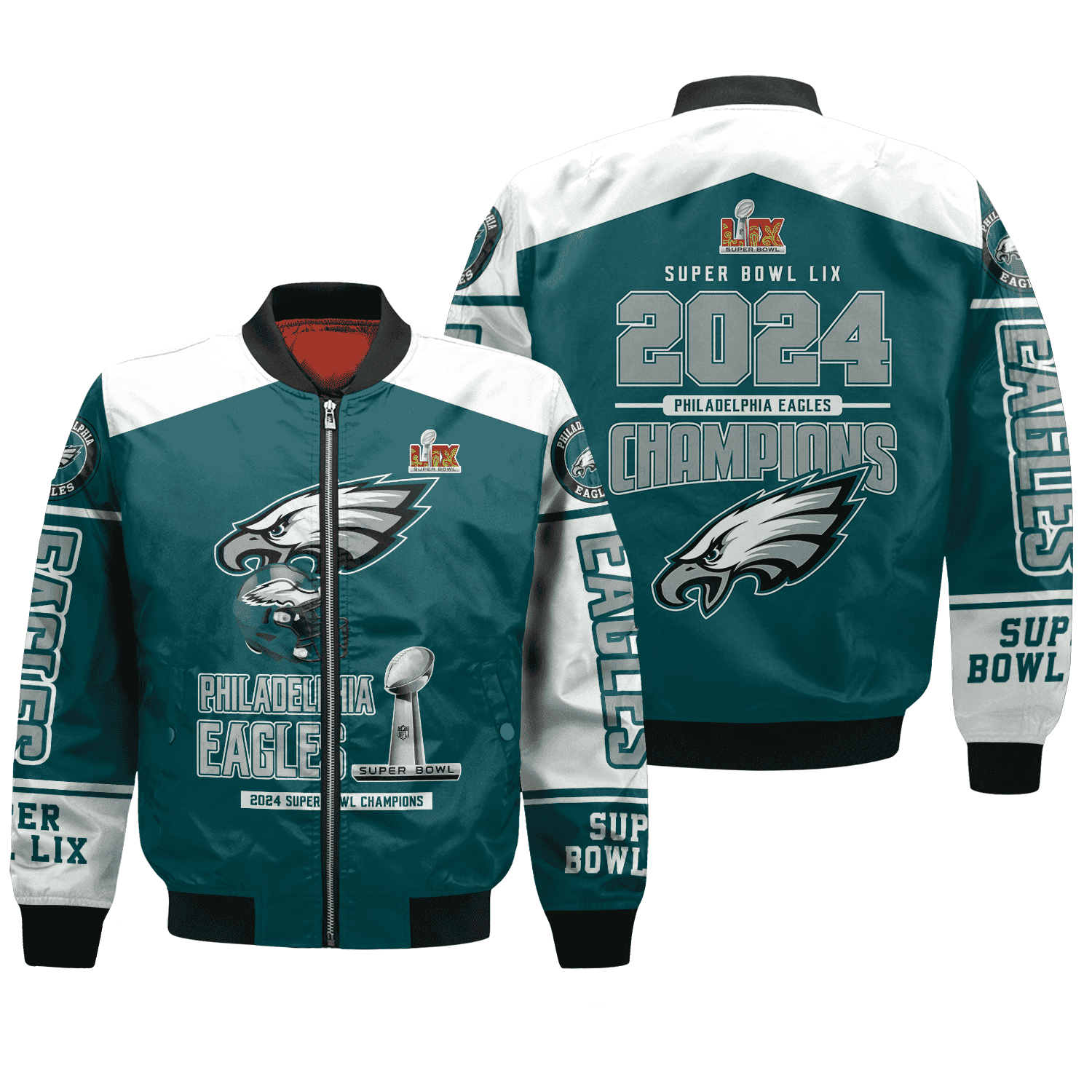 Philadelphia Eagles 2024 Super Bowl LIX Champions Bomber Jacket ...
