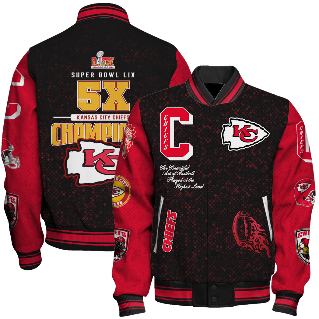 Kansas City Chiefs 2024-2025 Super Bowl LIX 5X Champions Varsity Jacke ...