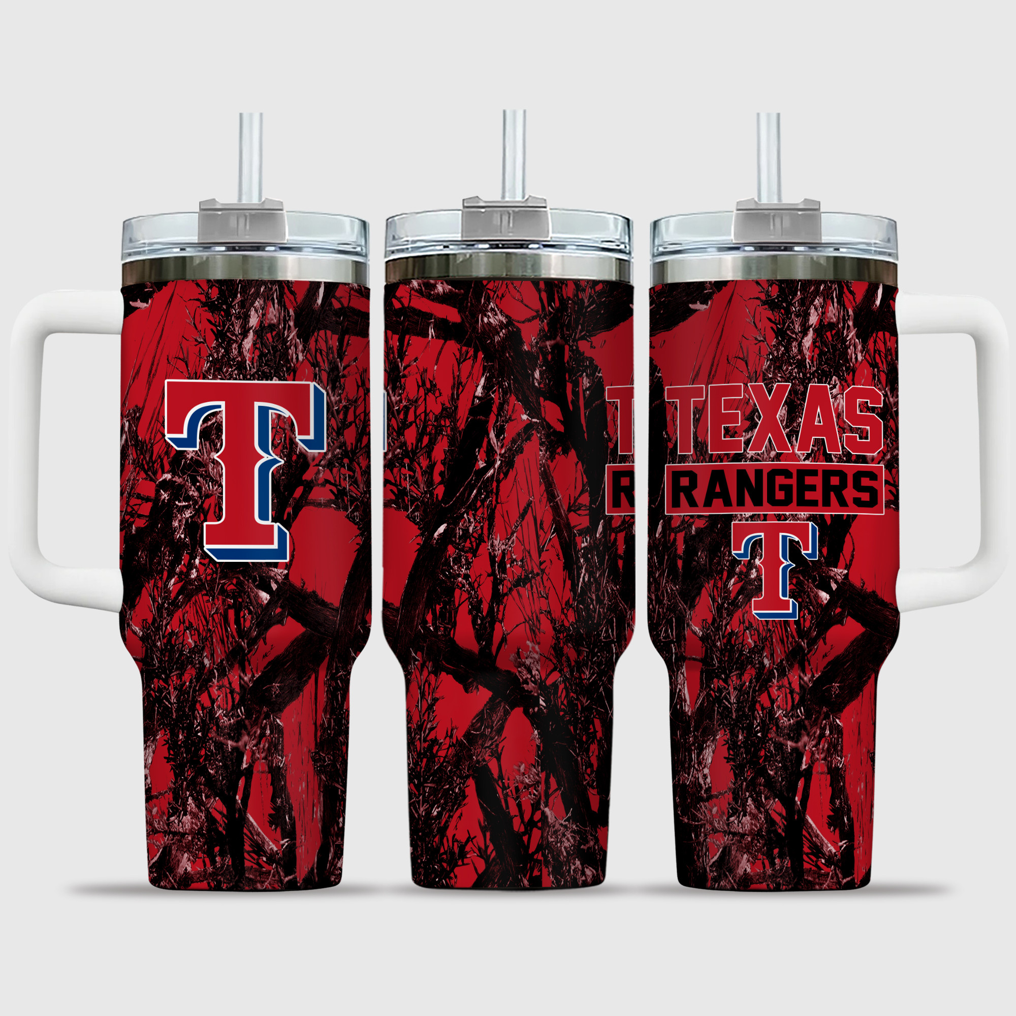 Texas Rangers Pattern Material Texas Rangers Jungle Pattern Stanley Tumbler - Sports Apparel, Sneaker ...