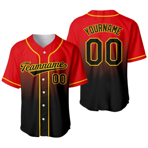 Custom Black Red - Gold Fashion Baseball Jersey