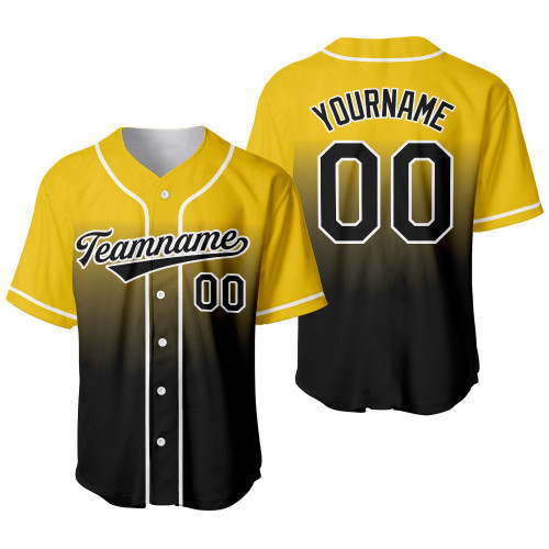Custom Yellow Black - White Fashion Baseball Jersey