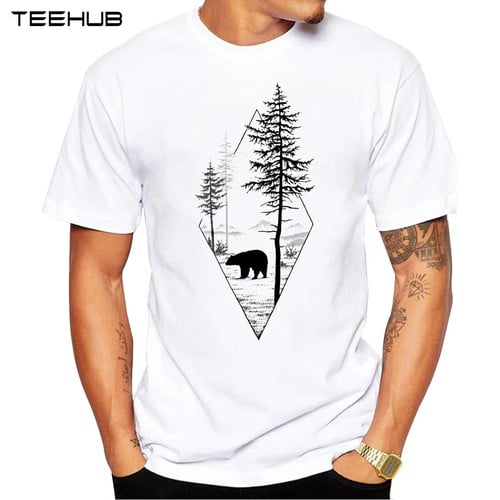 Forest Bear Men T-Shirt Short Sleeve Casual