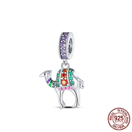 Charm Beads 925 Silver Camel Llama Desert Ship Pendant Alpaca Cactus Charms fit Original Pandora Bracelet CZ Pave Jewelry Making