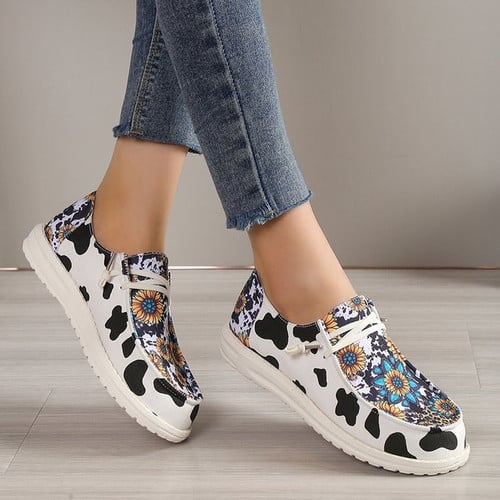 Women's Sunflower & Cow Print Shoes