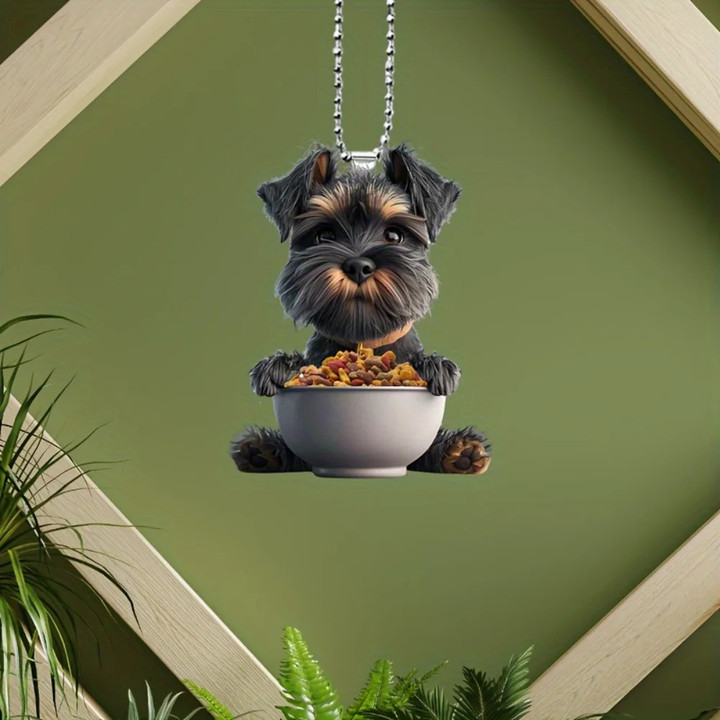 Schnauzer Dog 2D Acrylic Pendant Keychain, Cute Puppy Versatile Charm, Decor for Car Mirror,Backpacks,Festive,Party,Gift