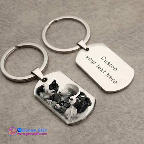 Custom Keychain with Photo, Cat Picture Keychain, Personalized Dog Memorial Gifts