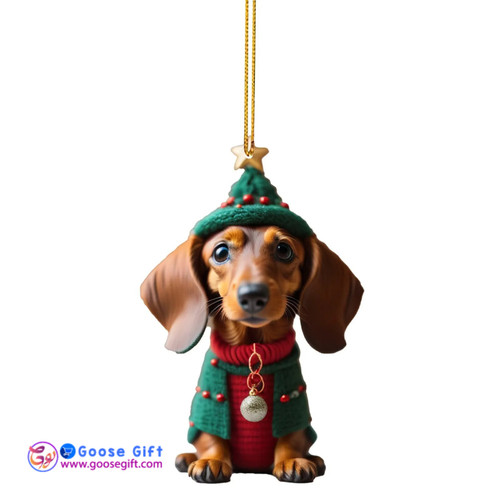 Christmas Cartoon Cute Dog Xmas Tree Ornament