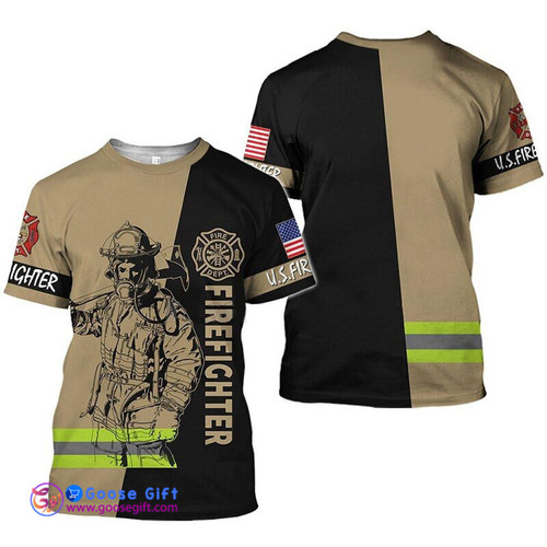 Oversized Men's T-shirt 3D Firefighter Print Short Sleeve Hero Harajuku Summer Casual O-neck Tees Shirt Fashion T shirt For Men
