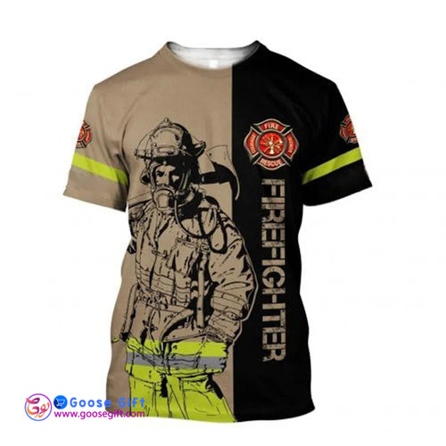 3D Firefighter Fireman Print T Shirt Kid Fashion