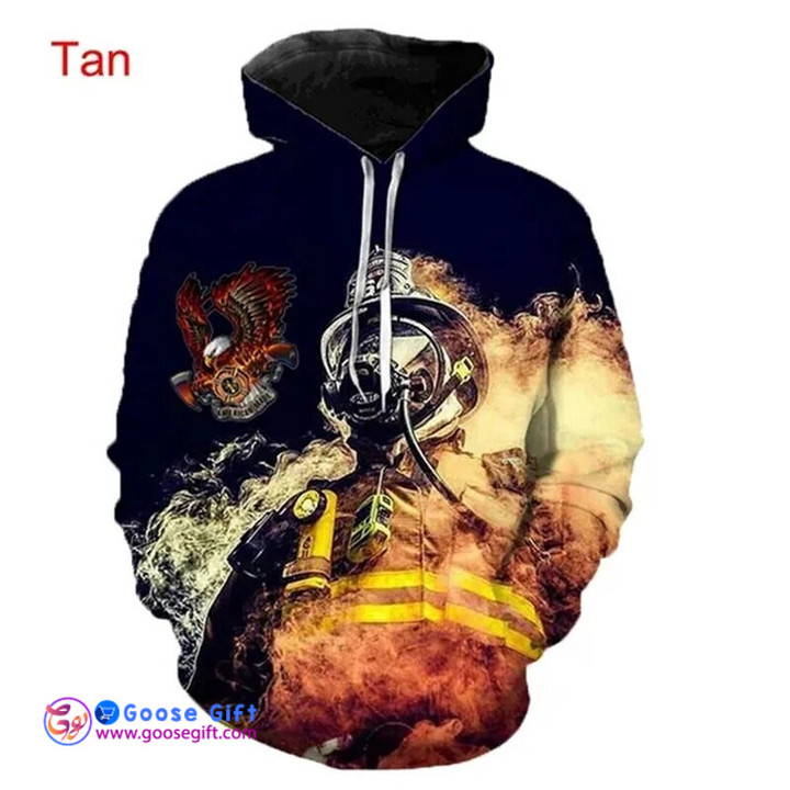 Firefighter Printed Pop Hoodie For Men Fireman Graphic Sports Sweat-shirts
