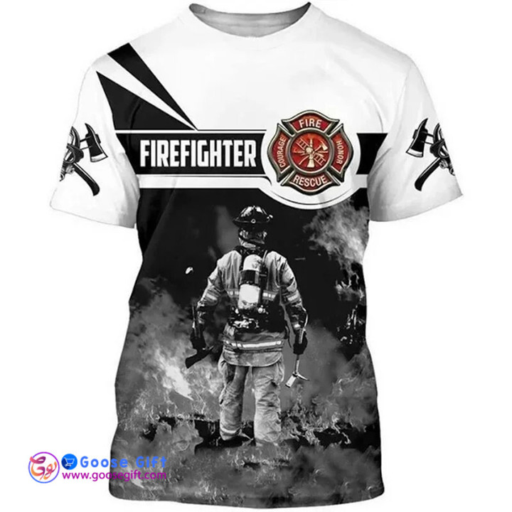 3D Firefighter Fireman Print T Shirt Kid Fashion