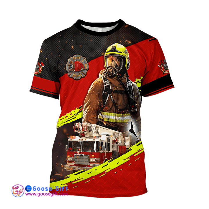 Firefighter Graphic Printed Summer Men's O-Neck T-Shirts