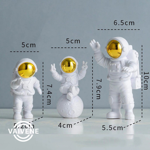 3Pcs Creative Resin Astronaut Ornament Figure Statue Spaceman Desktop Decor Modeling Kids Gift Home Decoration