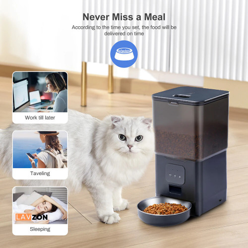 6L Cat Timing Feeder Tuya APP Smart Cat Feeder Pet Dog Food Automatic Dispenser Suitable for Small Cats and Dogs Remote Feeding
