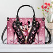 Minnie Mouse Cute Leather Handbag, Custom Mickey Woman Luxury Bags Purses, Disney Handbag